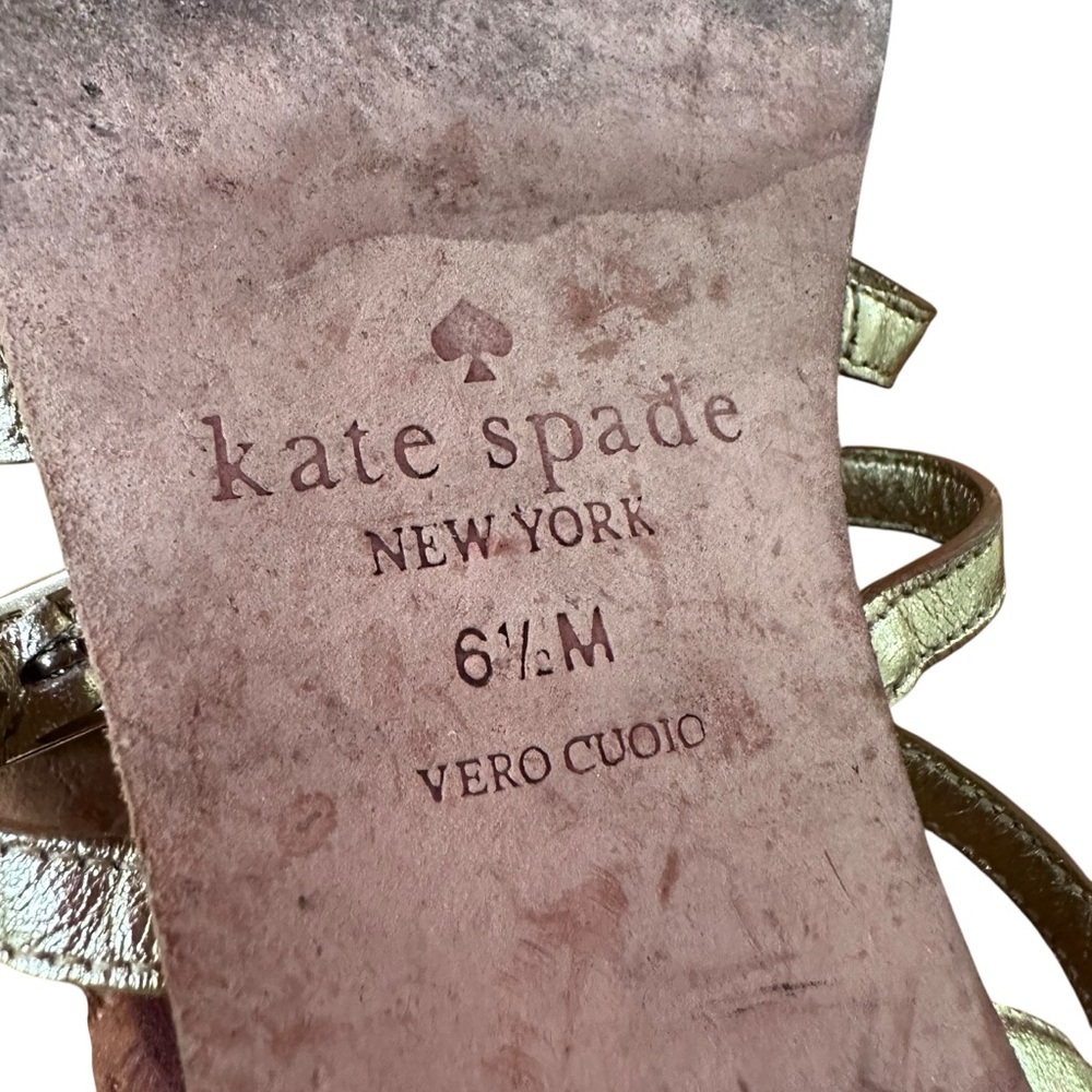 Kate Spade Gold Gladiator Sandals with Floral Embellishments Size 6.5 - Picture 9 of 9